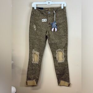 Blue desire 5 midrise 14”w 9”rise 25-1/2 inseam net ankle skinny animal print